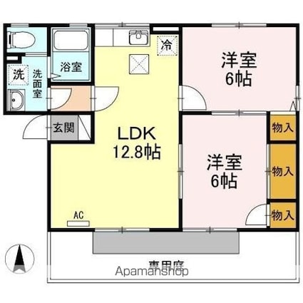 プレジャーⅡ　Ｃ棟[2LDK/54.57m2]の間取図