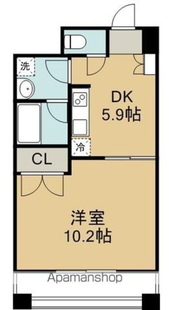 ウエストパーク支倉[1DK/37.72m2]の間取図