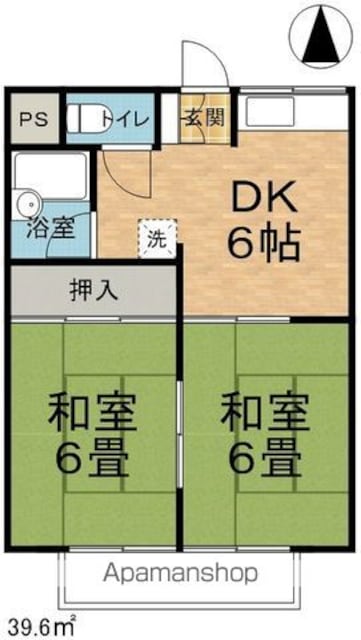 コーポマルタ[2DK/39.6m2]の間取図