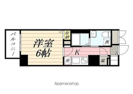 ＨＦ駒沢公園レジデンスＴＯＷＥＲ[1K/25.05m2]の間取図