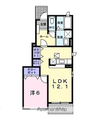 ブルックインパクトαＢ[1LDK/45.72m2]の間取図