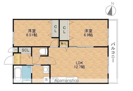 ＰｒｅｍｉｅｒＲｅｓｉｄｅｎｃｅ　ＭＩＴＳＵＹＡⅠ[2LDK/58m2]の間取図
