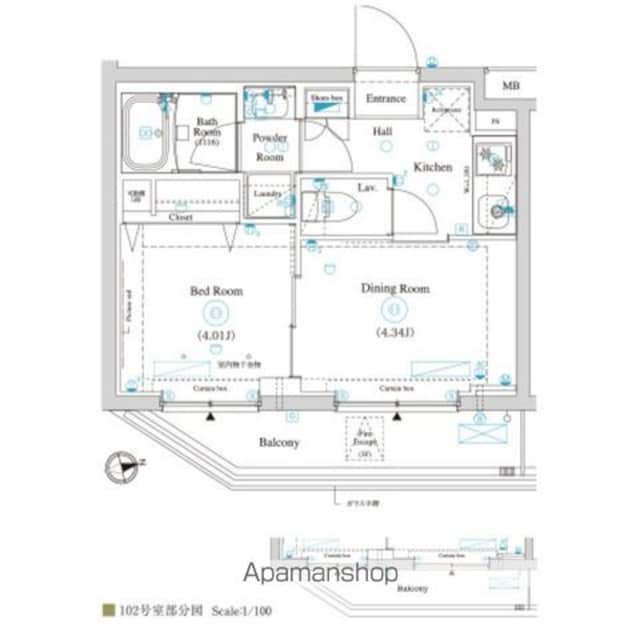 ラティエラ滝野川[1DK/25.41m2]の間取図