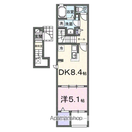 アルバスラピスⅢ[1DK/38.81m2]の間取図