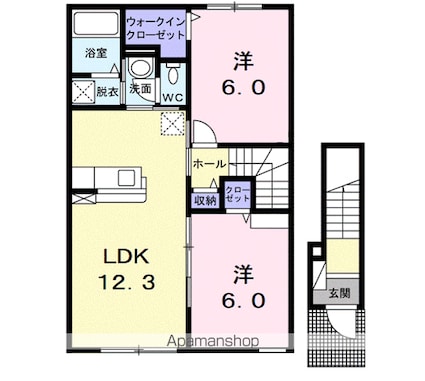 サン　ウィローＡ[2LDK/56.89m2]の間取図