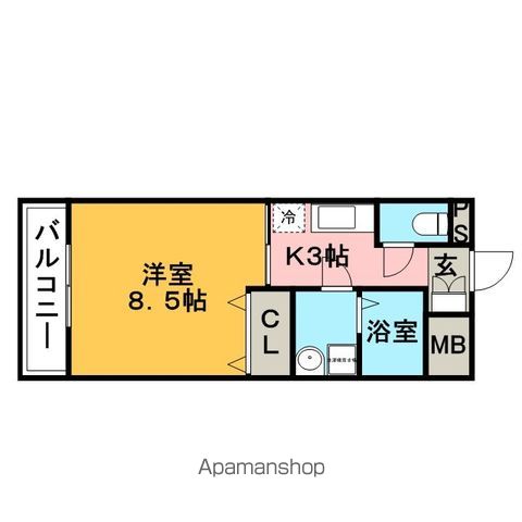 久留米市御井旗崎のハイツの間取り