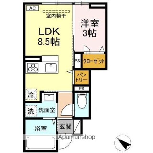 トリシア柏崎ＩＩＩ[1LDK/31.56m2]の間取図