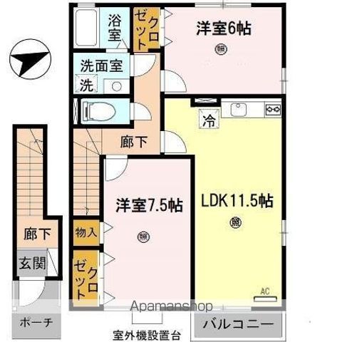 和歌山市栗栖のアパートの間取り