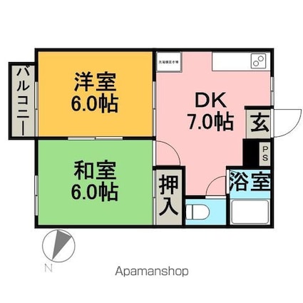 ハイムリリエ[2DK/39m2]の間取図