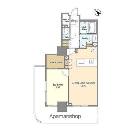 フロンティア新宿タワー[1LDK/57.08m2]の間取図