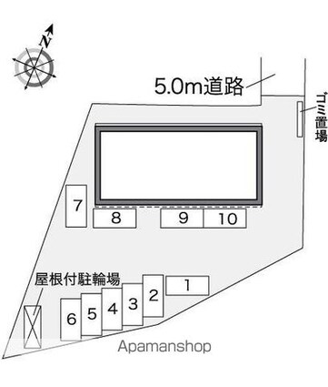 レオパレスジュネスⅢ[1K/23.61m2]の配置図