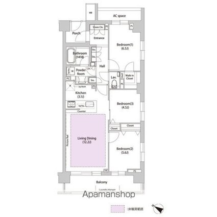 ソアラノーム荻窪天沼[3LDK/71.25m2]の間取図