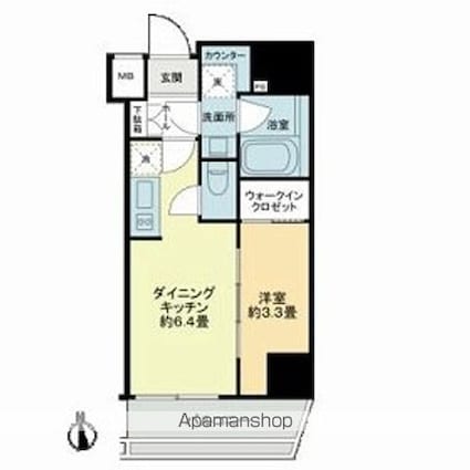 グランマーチ芝公園[1DK/26.35m2]の間取図
