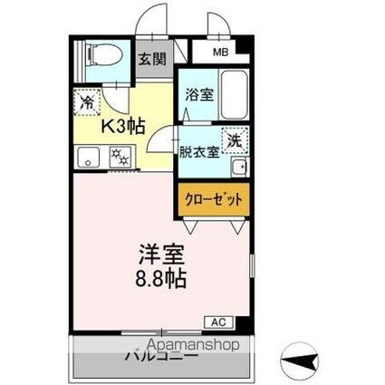 Ａｍｅｎｉｔｙ　Ｃｏｕｒｔ[1K/30.53m2]の間取図