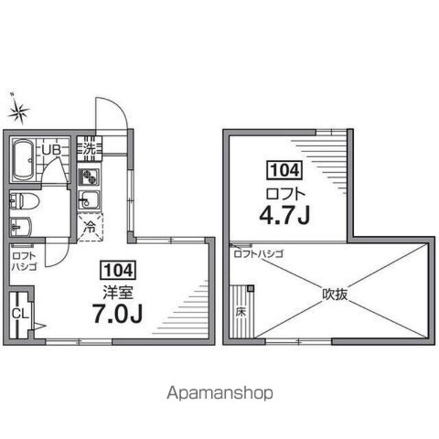 グランエッグス桜新町Ｎ[1R/20.37m2]の間取図