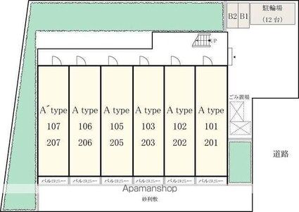 リブリ・グランベール[1K/26.08m2]の配置図