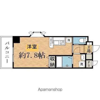 豊徳エルム台町[1K/27.06m2]の間取図