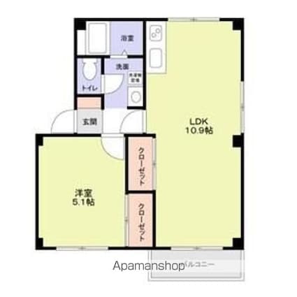 ニッコー狛江マンション[1LDK/43.43m2]の間取図
