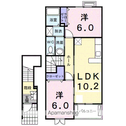 カーサ・セレノ　Ｎ[2LDK/57.02m2]の間取図