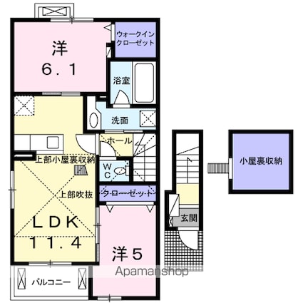 千葉県八千代市米本[2LDK/55.1m2]の間取図