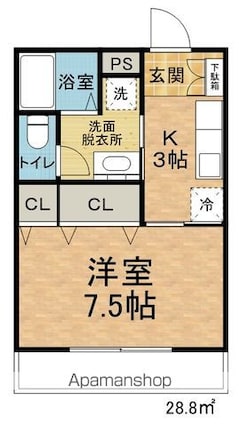 コーポ・アーカンソナ[1K/28.8m2]の間取図