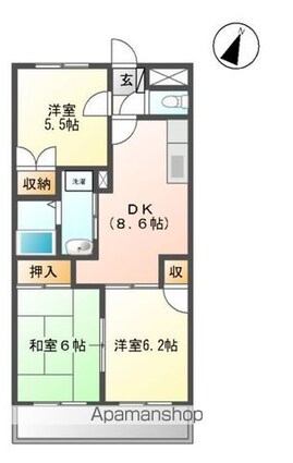 クリアスカイ[3DK/56.1m2]の間取図