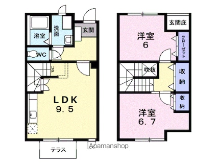 フラワーガーデン神[2LDK/58.79m2]の間取図