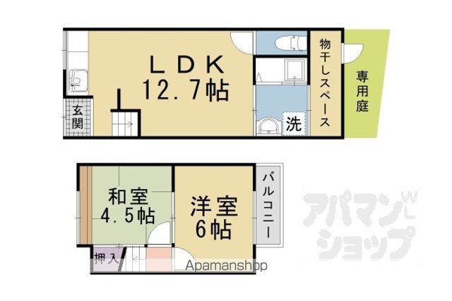 京阪電気鉄道京津線 四宮駅 徒歩5分 2階建 築61年の間取り写真
