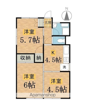 東京都八王子市椚田町[3K/42.98m2]の間取図