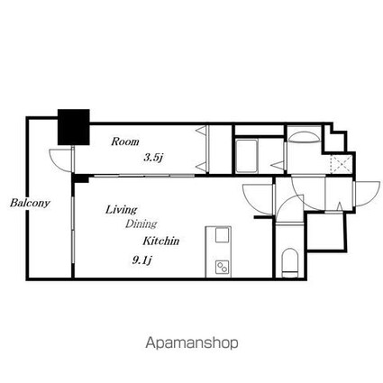 プレサンス葵デュリス[1LDK/31.98m2]の間取図