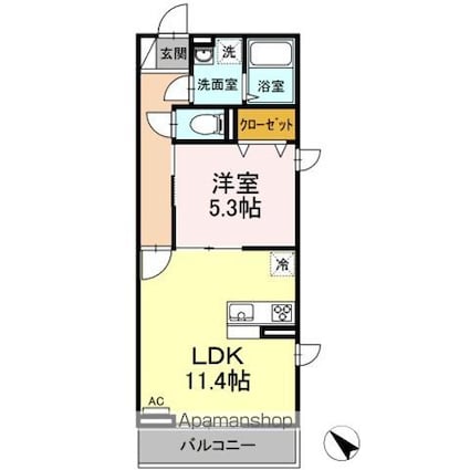グレーヌメゾン[1LDK/41.5m2]の間取図