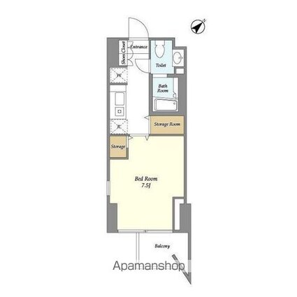 パークフラッツ祐天寺[1K/25.66m2]の間取図
