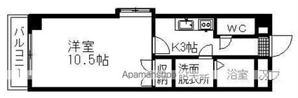 カサグランデ枝松[1K/33.95m2]の間取図