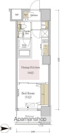 アーバネックス森下Ⅲ[1DK/25.21m2]の間取図