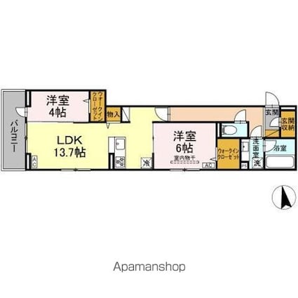 ＨＡＮＡＢＵＳＡ　ＶＩＩ[2LDK/61.13m2]の間取図