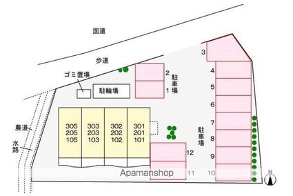フルール・Ｍ[1K/25.5m2]の配置図
