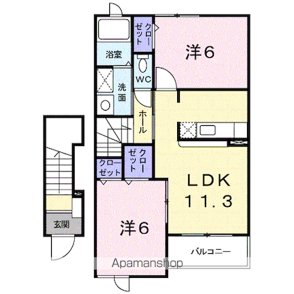 ビリーブ[2LDK/56.26m2]の間取図