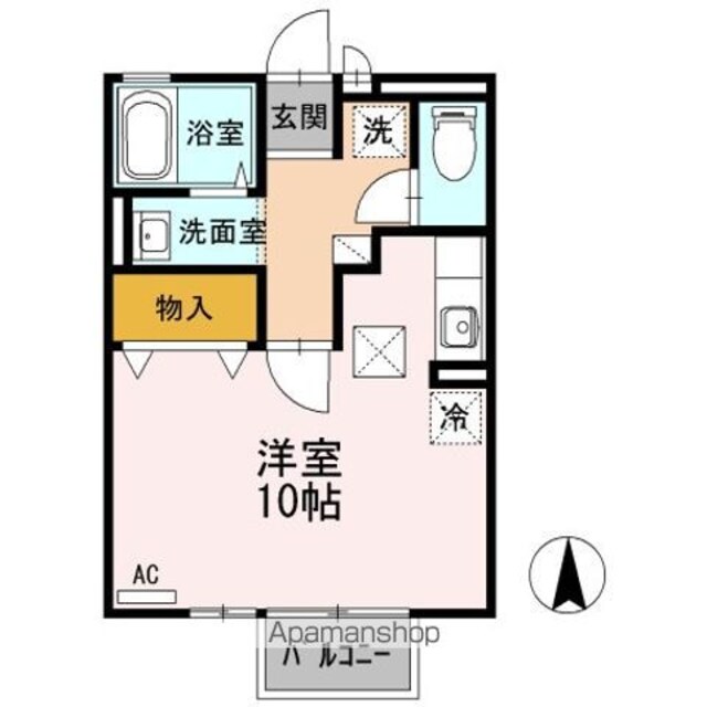 Ｅａｓｔ　Ｗｉｎｄ[1R/29.25m2]の間取図