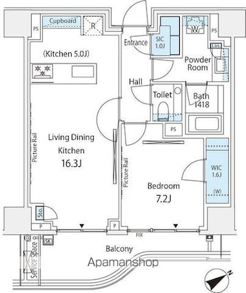 パークコート南青山三丁目[1LDK/60.4m2]の間取図