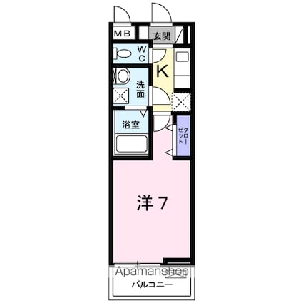 東京都八王子市みなみ野４丁目[1K/26.15m2]の間取図