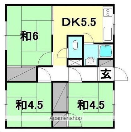 大盛マンション[3DK/49.5m2]の間取図