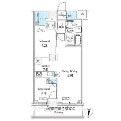 フロンティアレジデンス錦糸公園[2LDK/56.2m2]の間取図