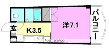 レディアント・チャハル２[1K/24m2]の間取図
