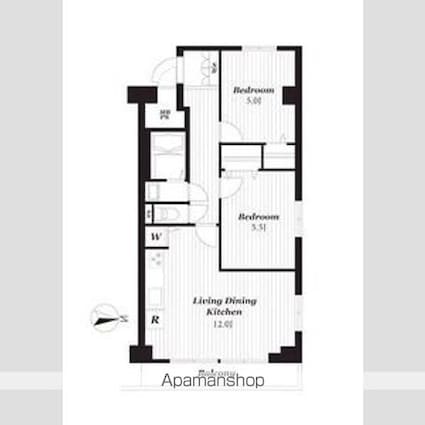 上町マンション[2LDK/56.36m2]の間取図