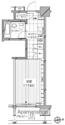 カスタリア麻布十番七面坂[1K/27.9m2]の間取図