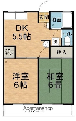 シティハイムひつじ[2DK/39.6m2]の間取図