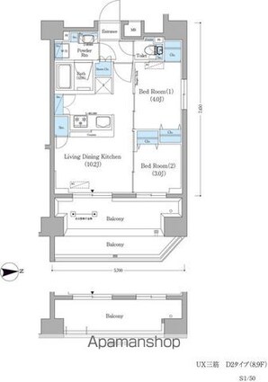 アーバネックス蔵前[2LDK/40.95m2]の間取図