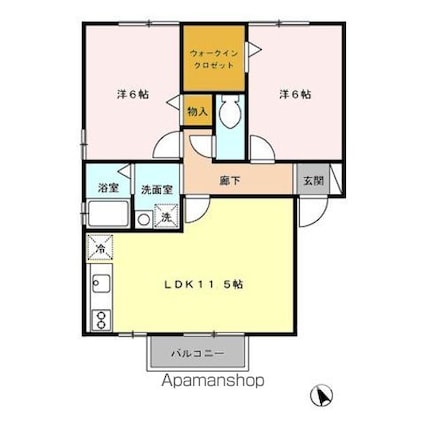 セジュールトロワ　ＡＢ[2LDK/55.44m2]の間取図