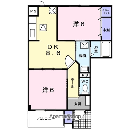 コーポさくら　Ｂ棟[2DK/49.17m2]の間取図