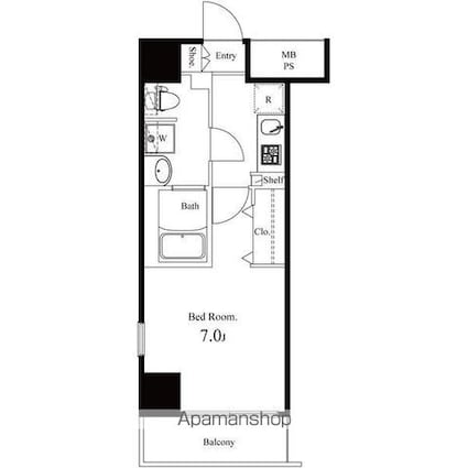 東京都墨田区石原４丁目[1K/24.49m2]の間取図